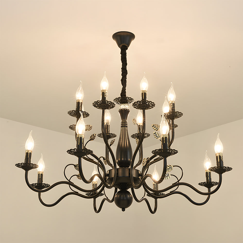 Lustre contemporain à plusieurs lumières au design courbé élégant