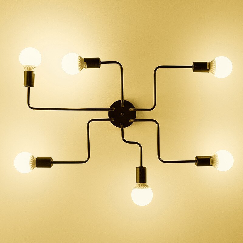 Industrial Black Ceiling Light Modern Multi Arm Sputnik Lamp
