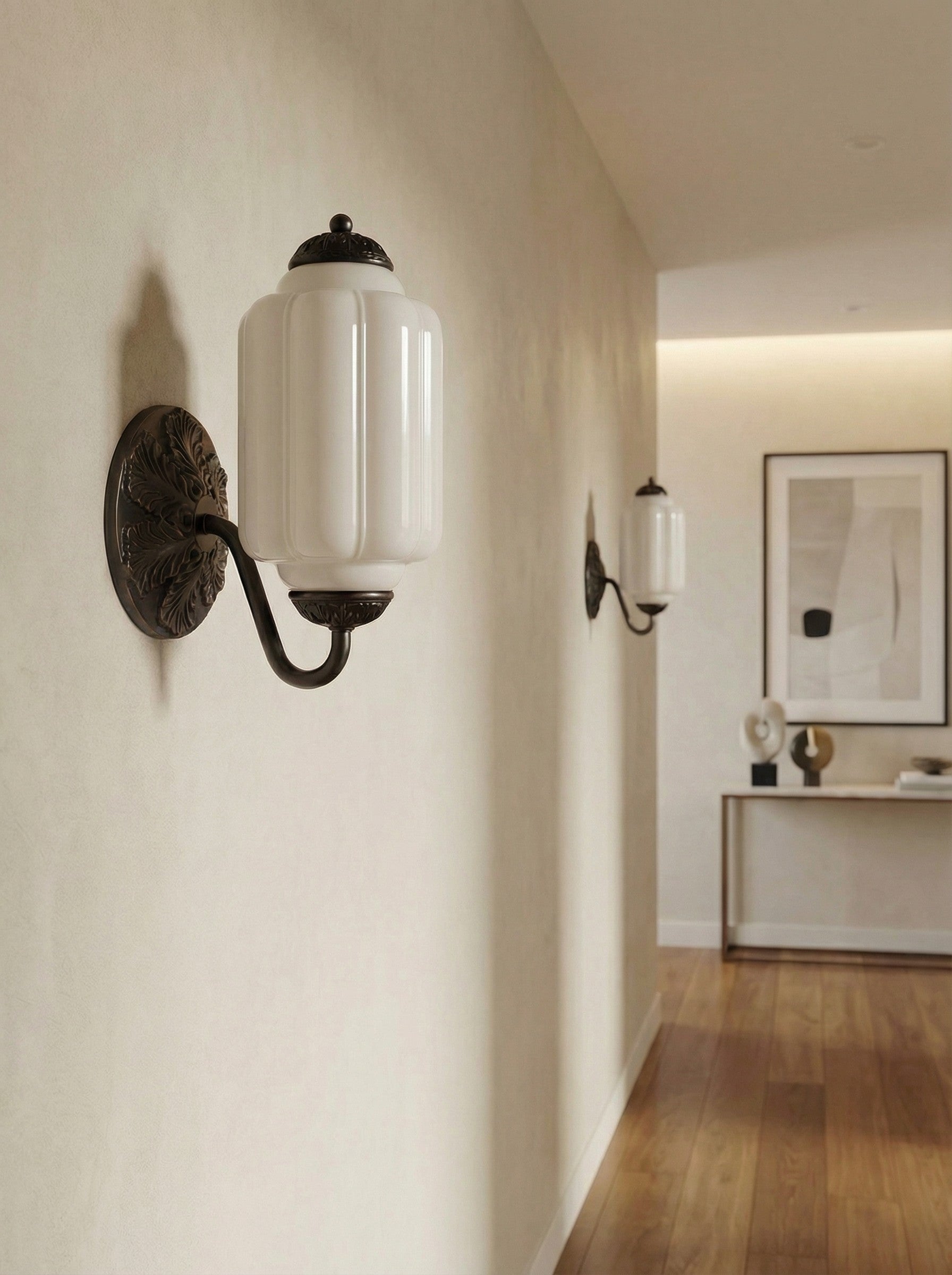 Vintage Milk Glass Wall Sconce Light