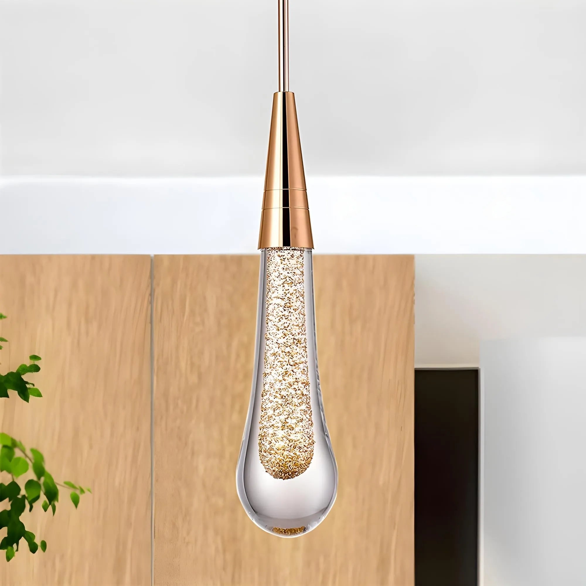 Modern Gold Teardrop Pendant Light Minimalist Hanging Fixture