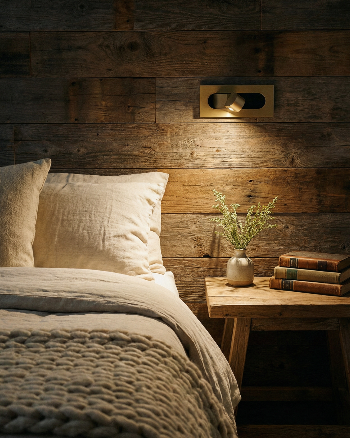 Applique murale minimaliste pour chambre avec lumière d’ambiance ciblée