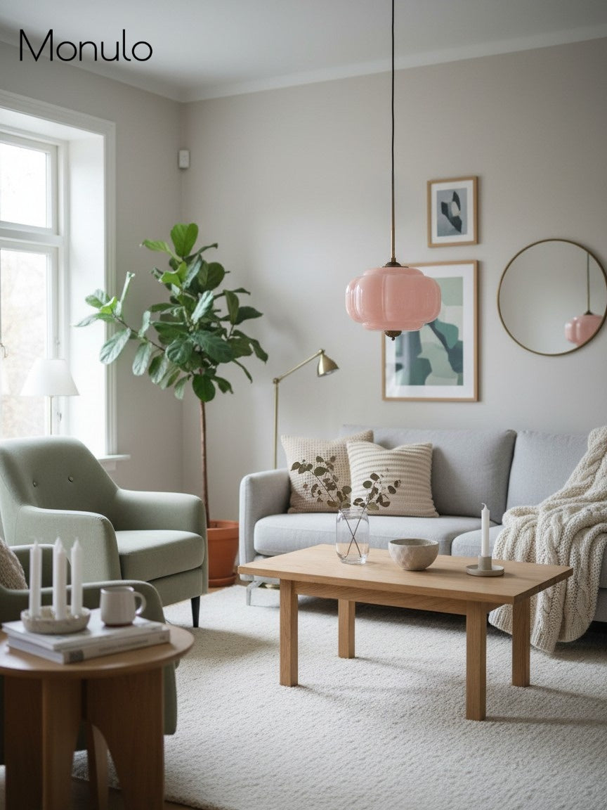 Vintage Milk Glass Semi-Flush Mount Pendant Light