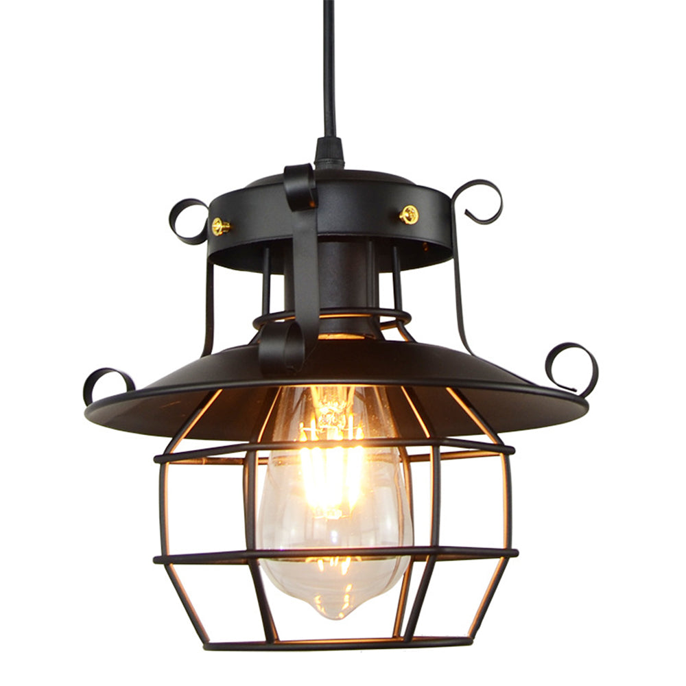 Industrial Pendant Lamp Retro Metal Cage Design