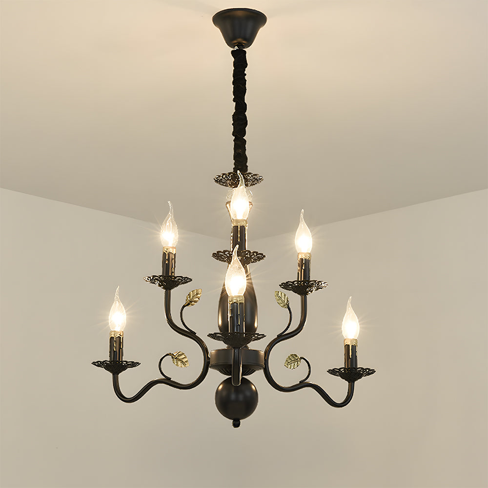 Lustre contemporain à plusieurs lumières au design courbé élégant