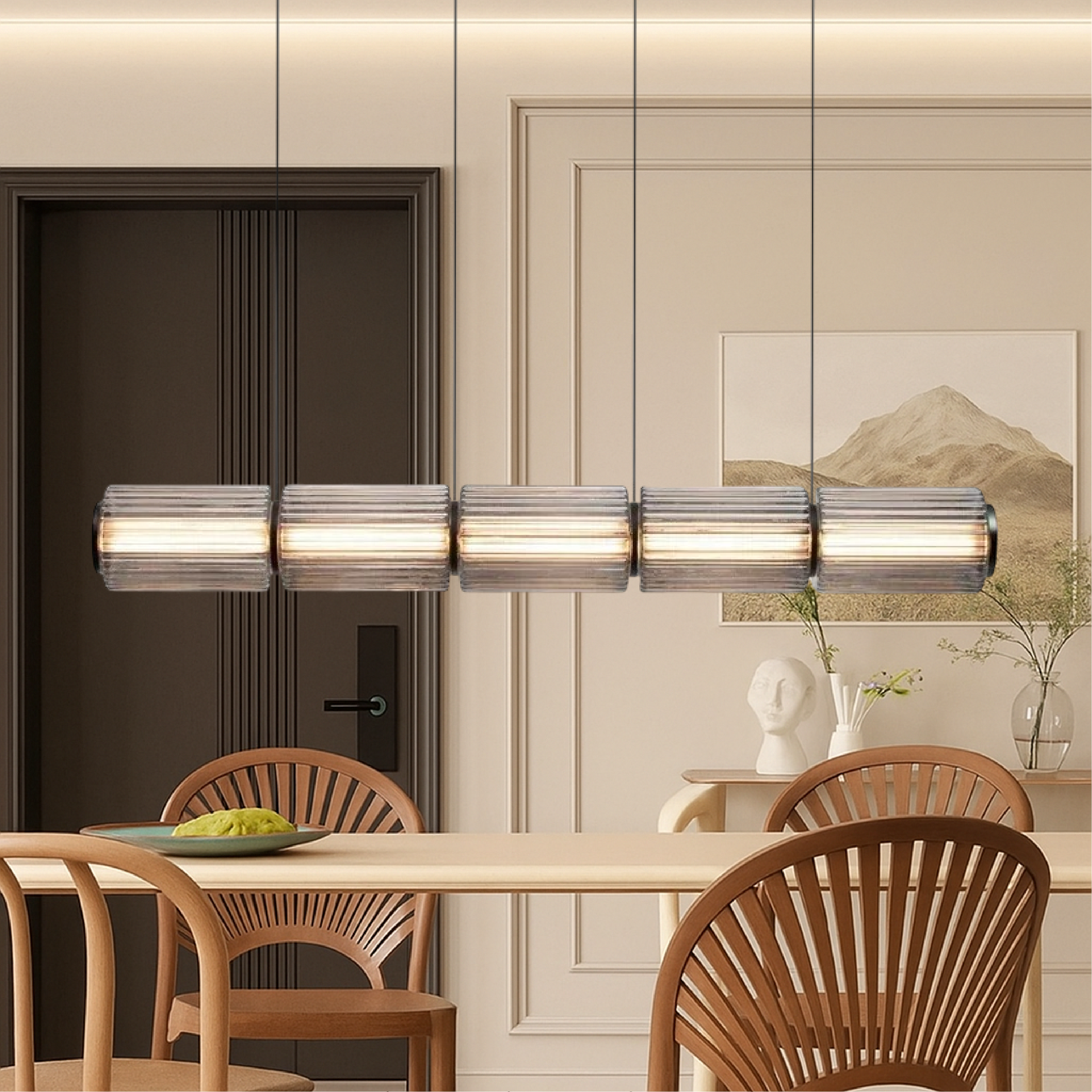 Contemporary Cylinder Glass Pendant Lamp