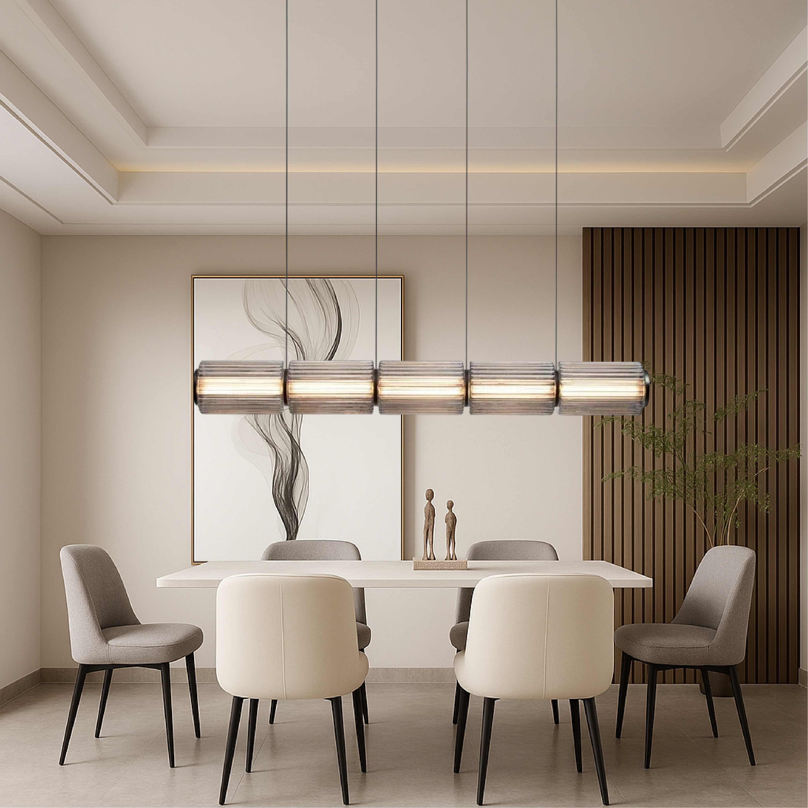 Contemporary Cylinder Glass Pendant Lamp