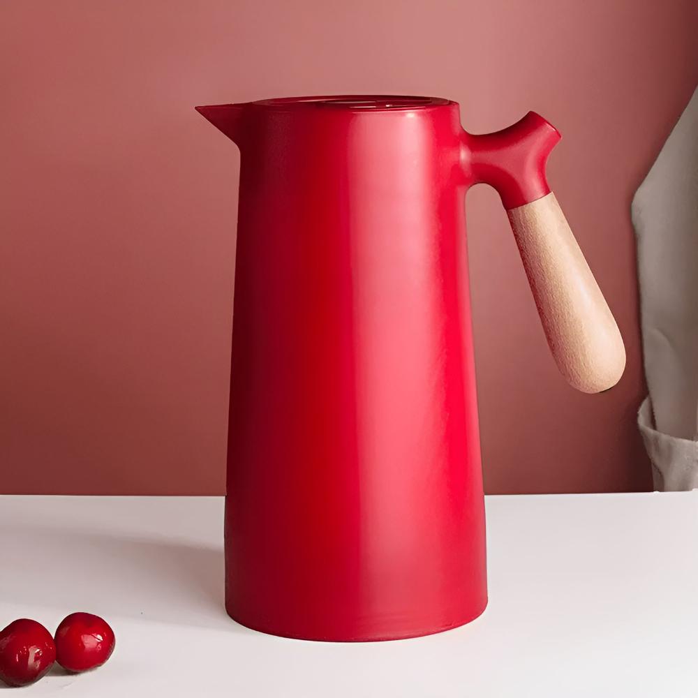 Insulated Thermal Carafe with Wooden Handle Coffee Pot