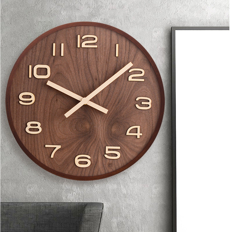 Walnut Wooden Wall Clock Minimalist Silent Modern