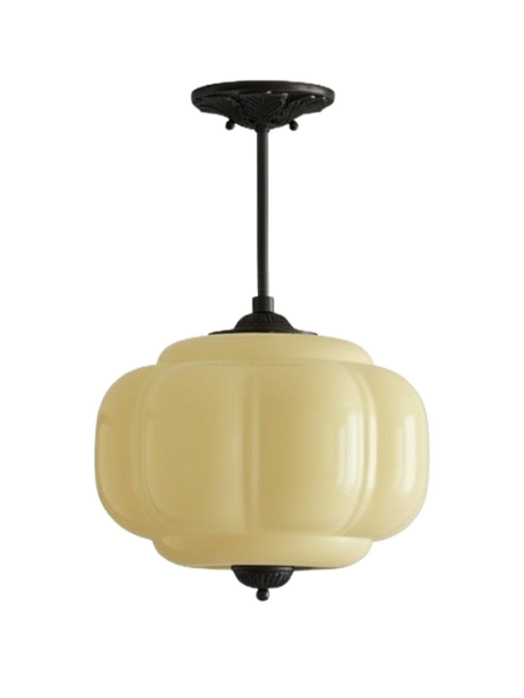 Vintage Milk Glass Semi-Flush Mount Pendant Light