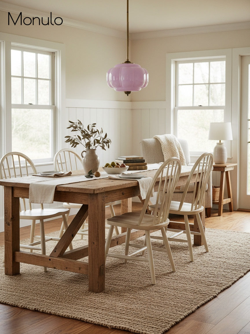 Vintage Milk Glass Semi-Flush Mount Pendant Light