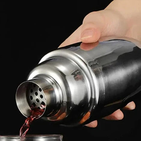 RVS Cocktailshaker Set Met Bamboe Stand