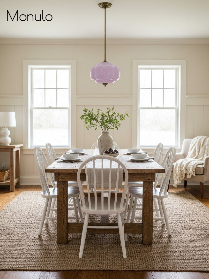 Vintage Milk Glass Semi-Flush Mount Pendant Light