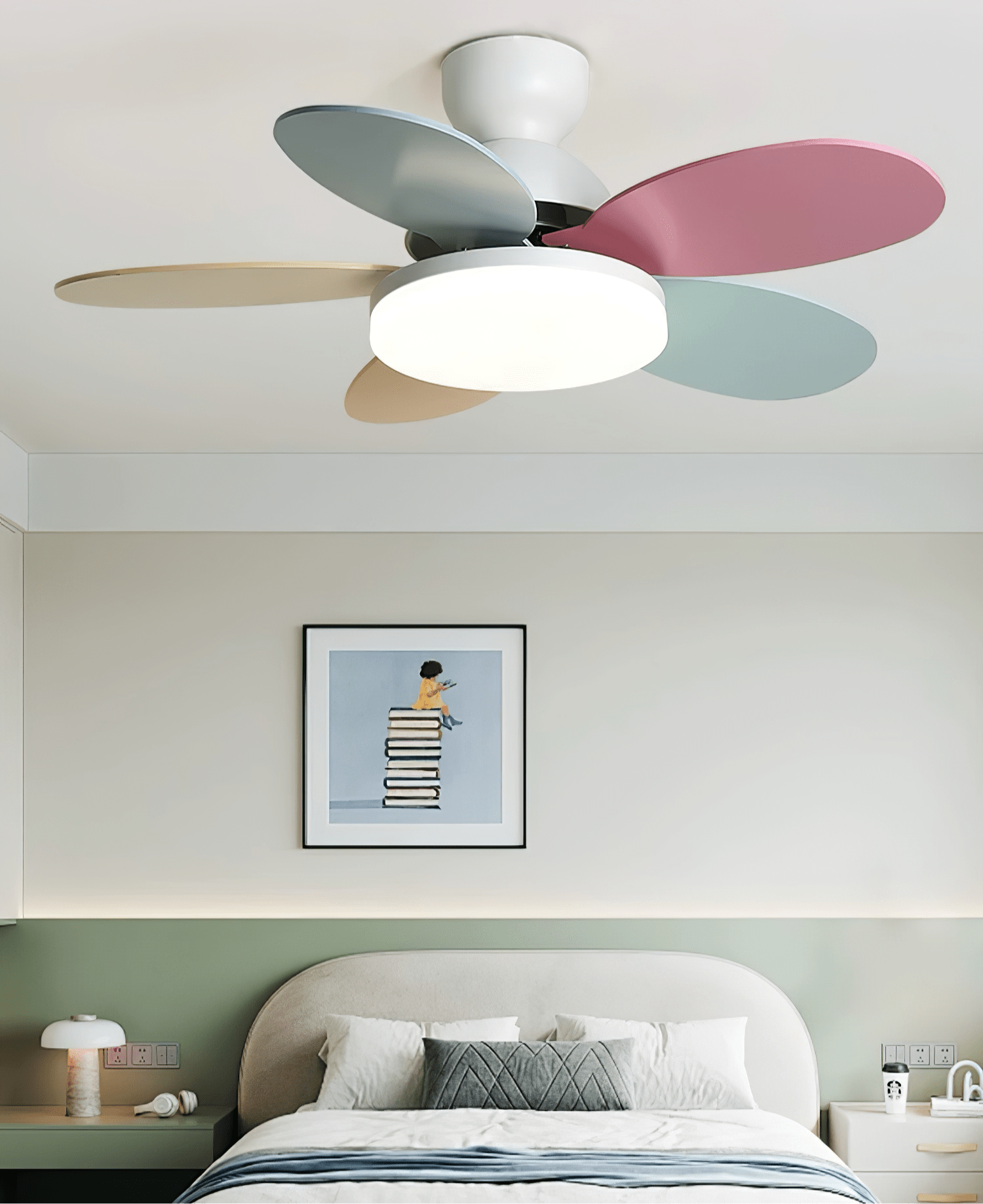 Modern Ceiling Fan LED Light with Multicolour Blades