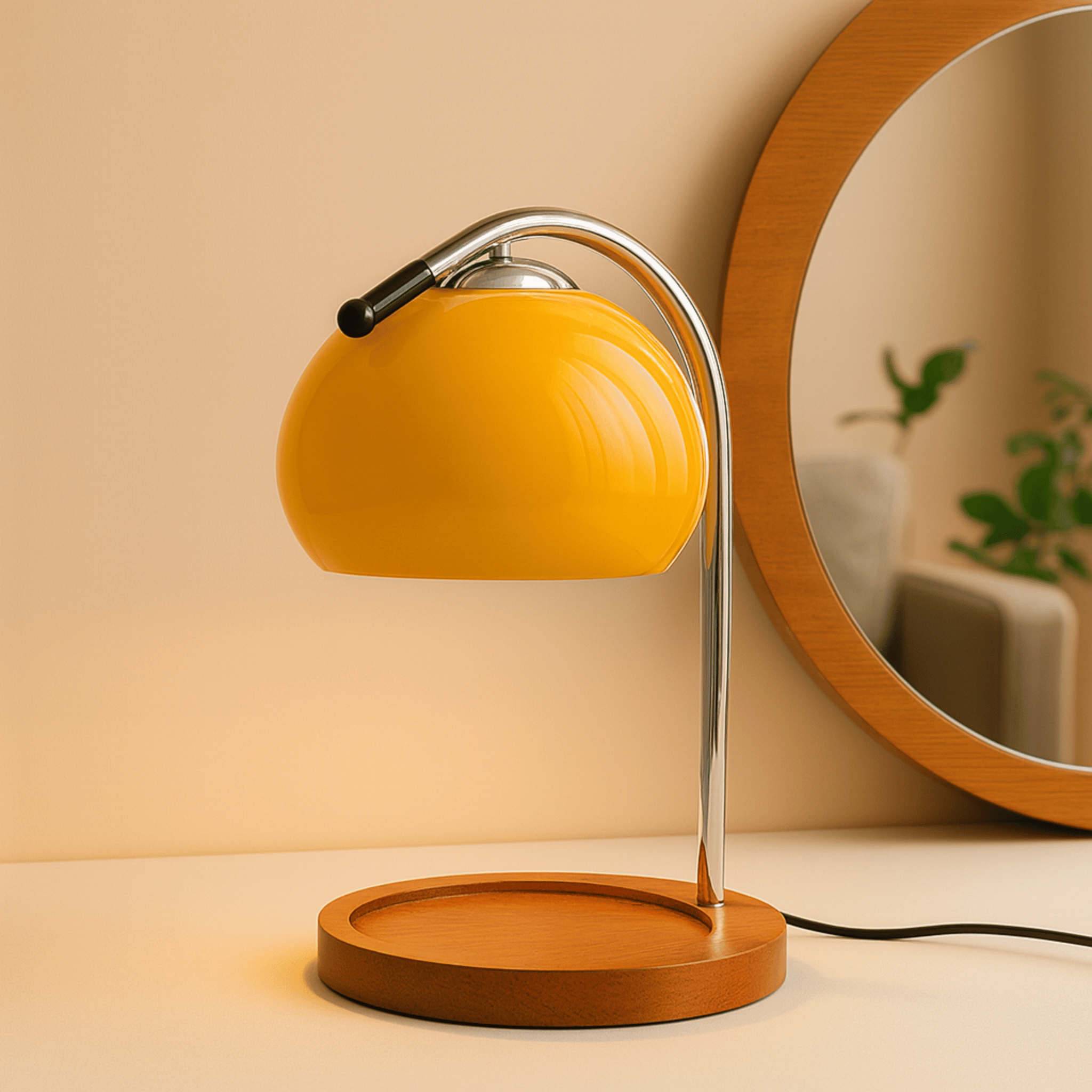 Gevelde Glazen Tafellamp met LED Licht en Kaarsverwarmbasis