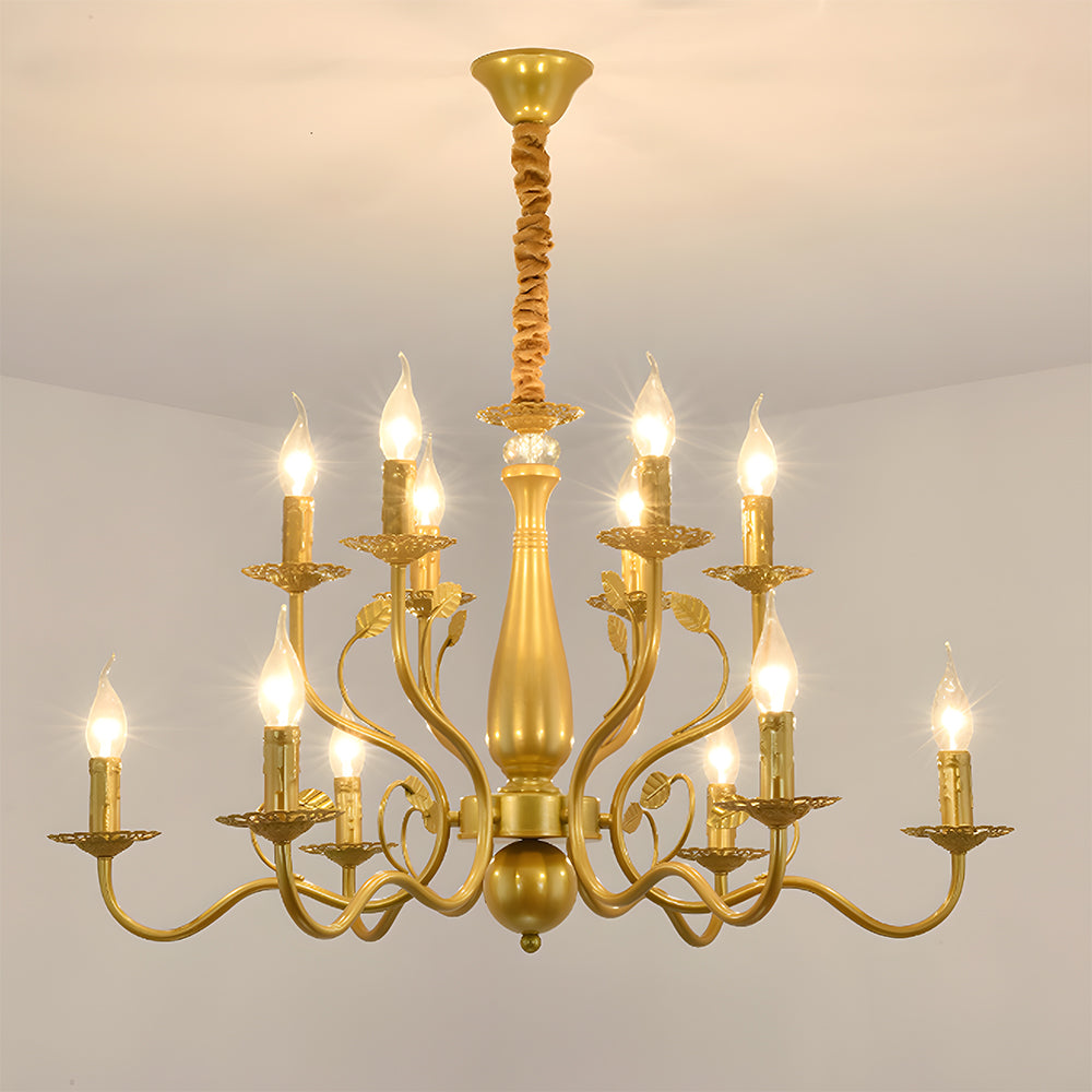 Lustre contemporain à plusieurs lumières au design courbé élégant