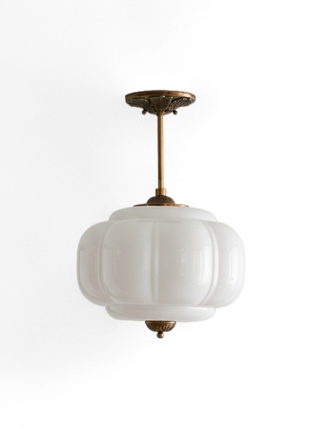 Vintage Milk Glass Semi-Flush Mount Pendant Light