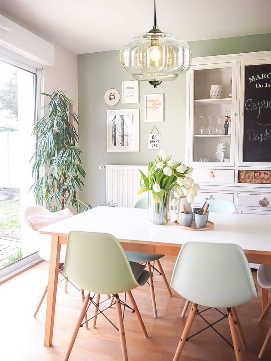 Vintage Milk Glass Semi-Flush Mount Pendant Light