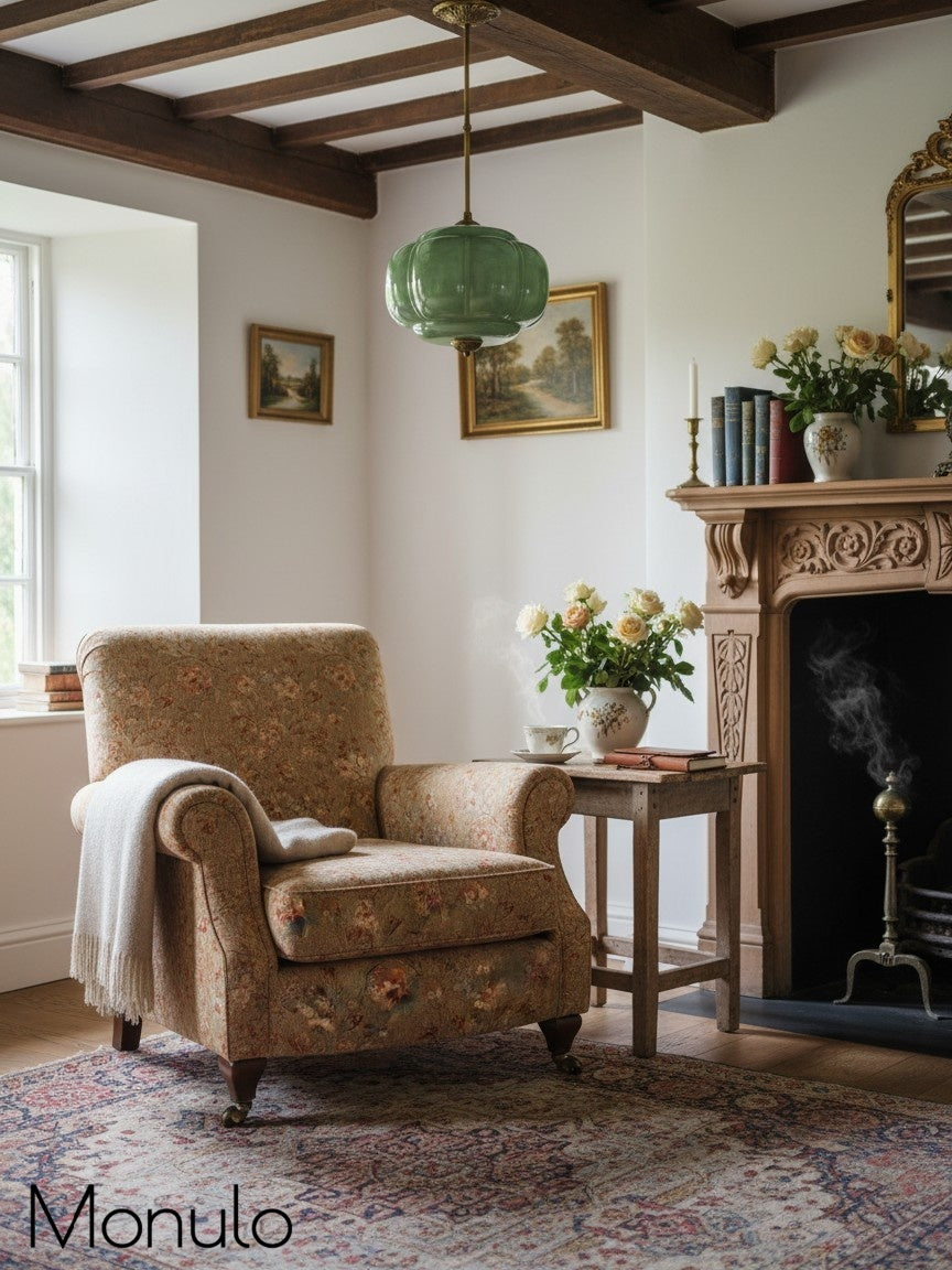 Vintage Milk Glass Semi-Flush Mount Pendant Light