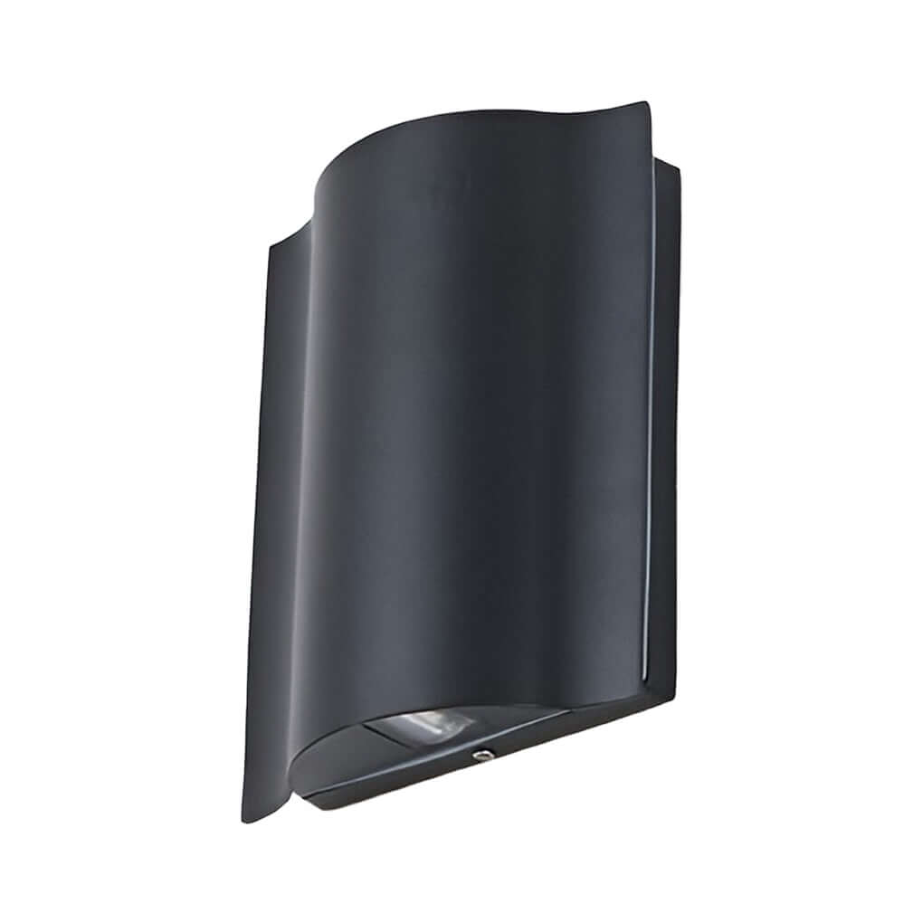 Moderne zwarte wandlamp met golfdesign voor buitenverlichting in de tuin