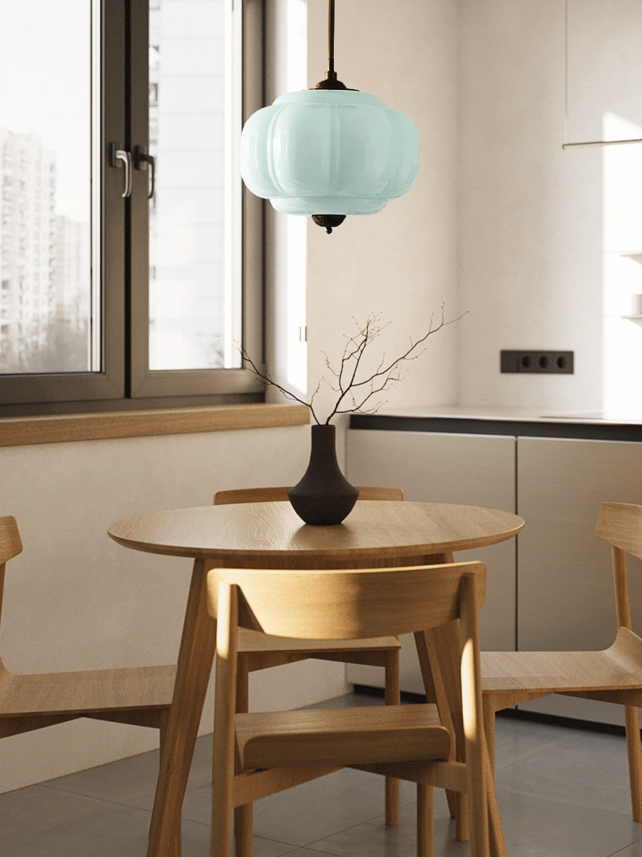 Vintage Milk Glass Semi-Flush Mount Pendant Light