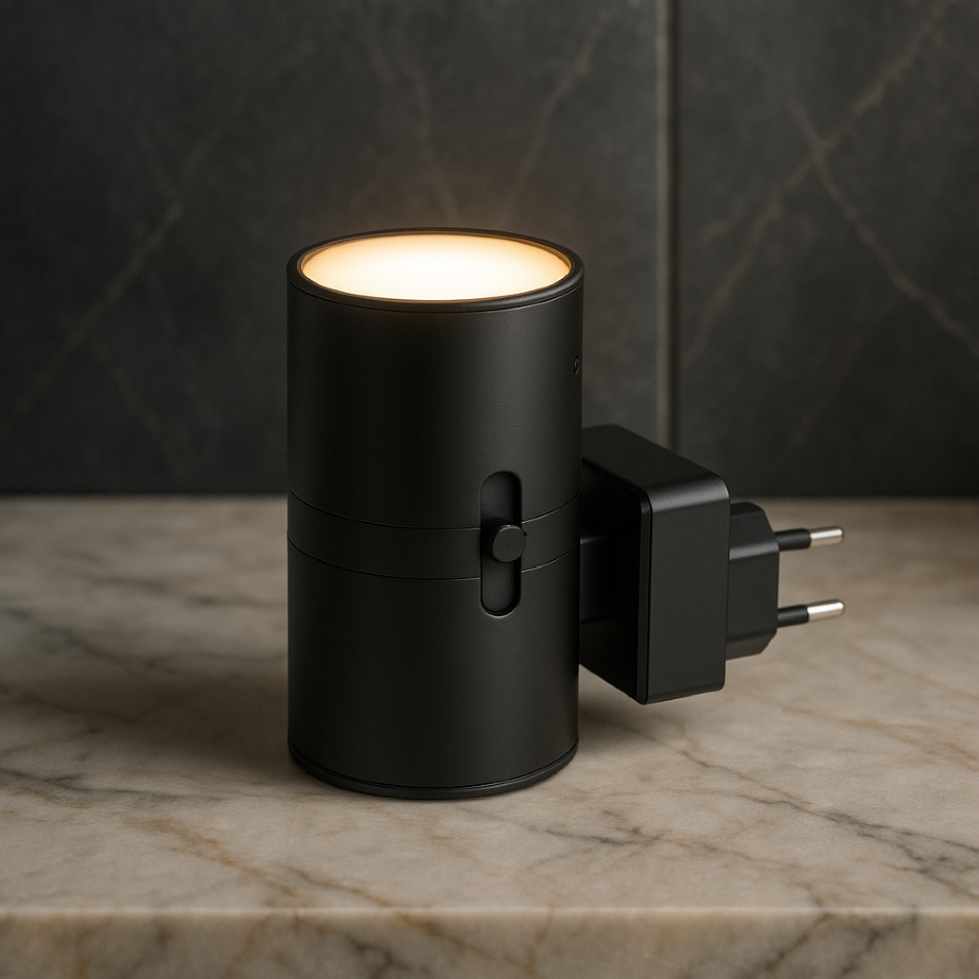 Plug In Wall Light With Cylindrical Head Black