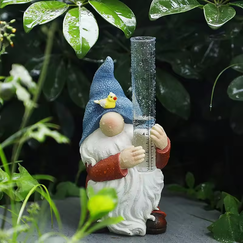 Tuin Gnoom Regenmeter Standbeeld met Meetbuis