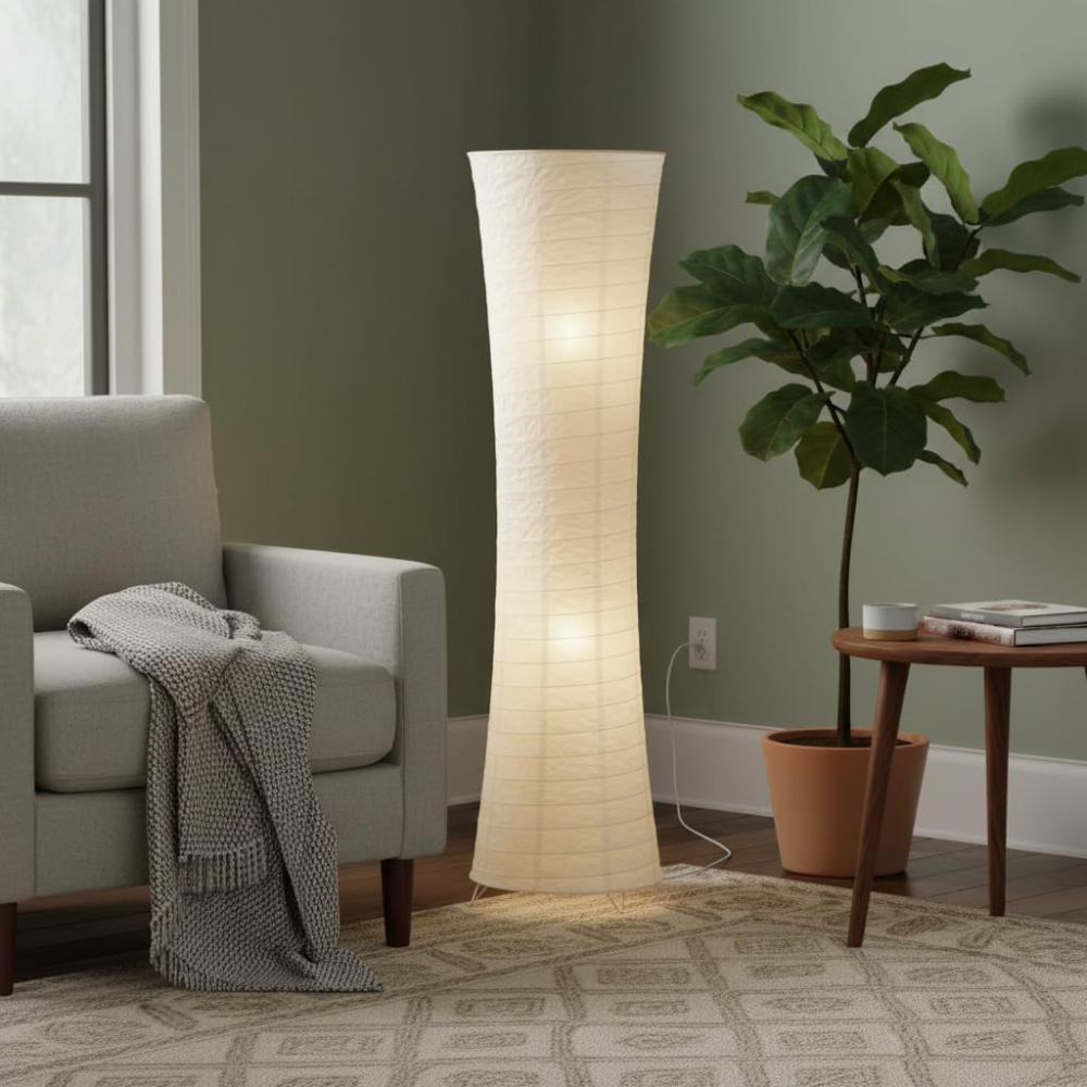 Sculptural LED Floor Lamp with Warm Living Room Ambience