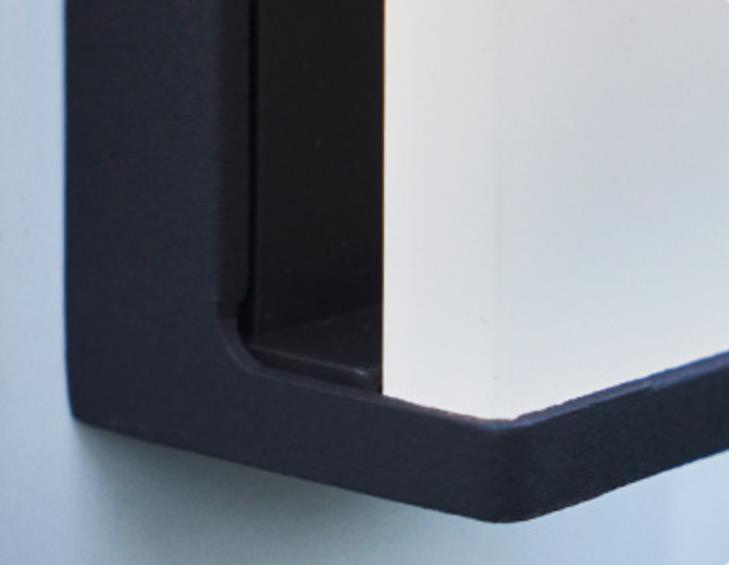 Solar Outdoor Wall Lamp Black Metal Rectangular Glass Shade