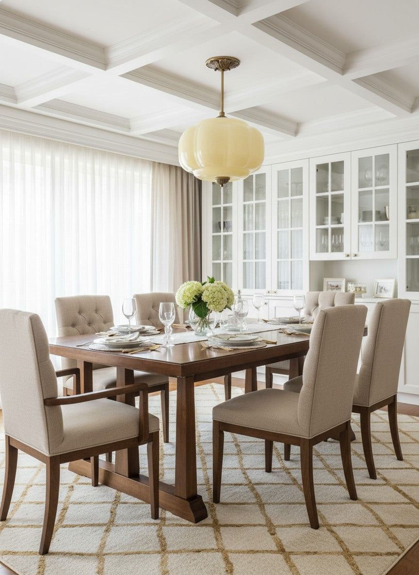 Vintage Milk Glass Semi-Flush Mount Pendant Light