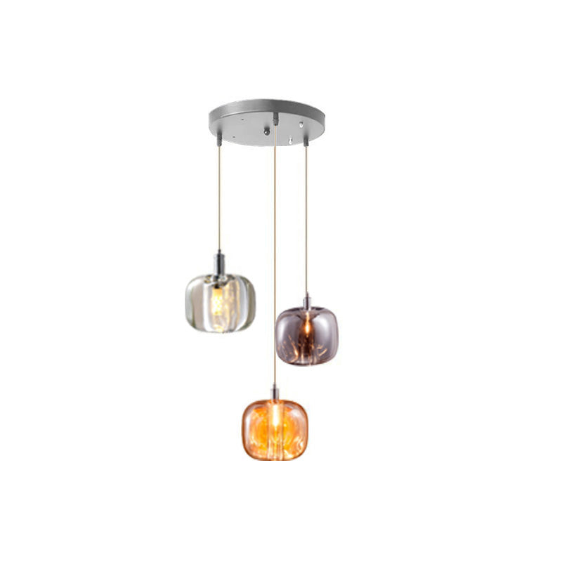 Modern Coloured Glass Multi Pendant Chandelier