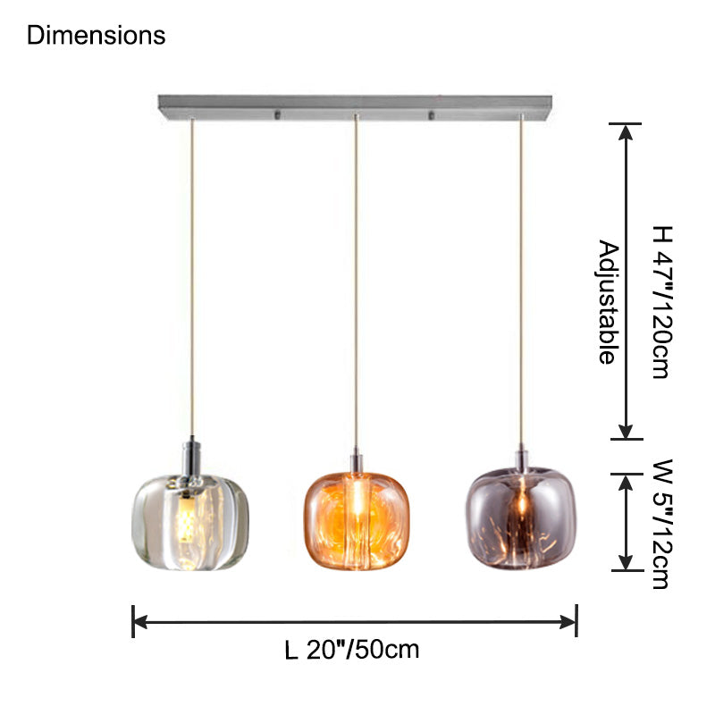 Modern Coloured Glass Multi Pendant Chandelier