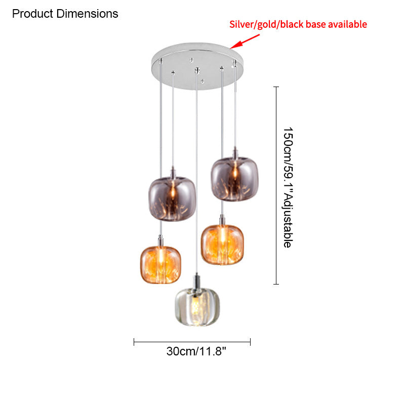 Modern Coloured Glass Multi Pendant Chandelier