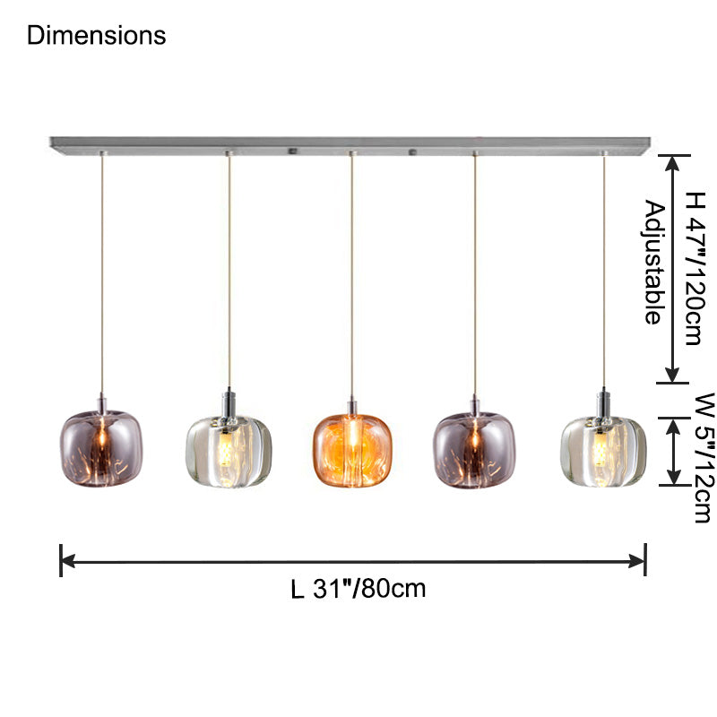 Modern Coloured Glass Multi Pendant Chandelier