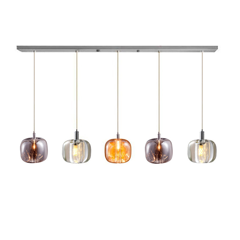Modern Coloured Glass Multi Pendant Chandelier