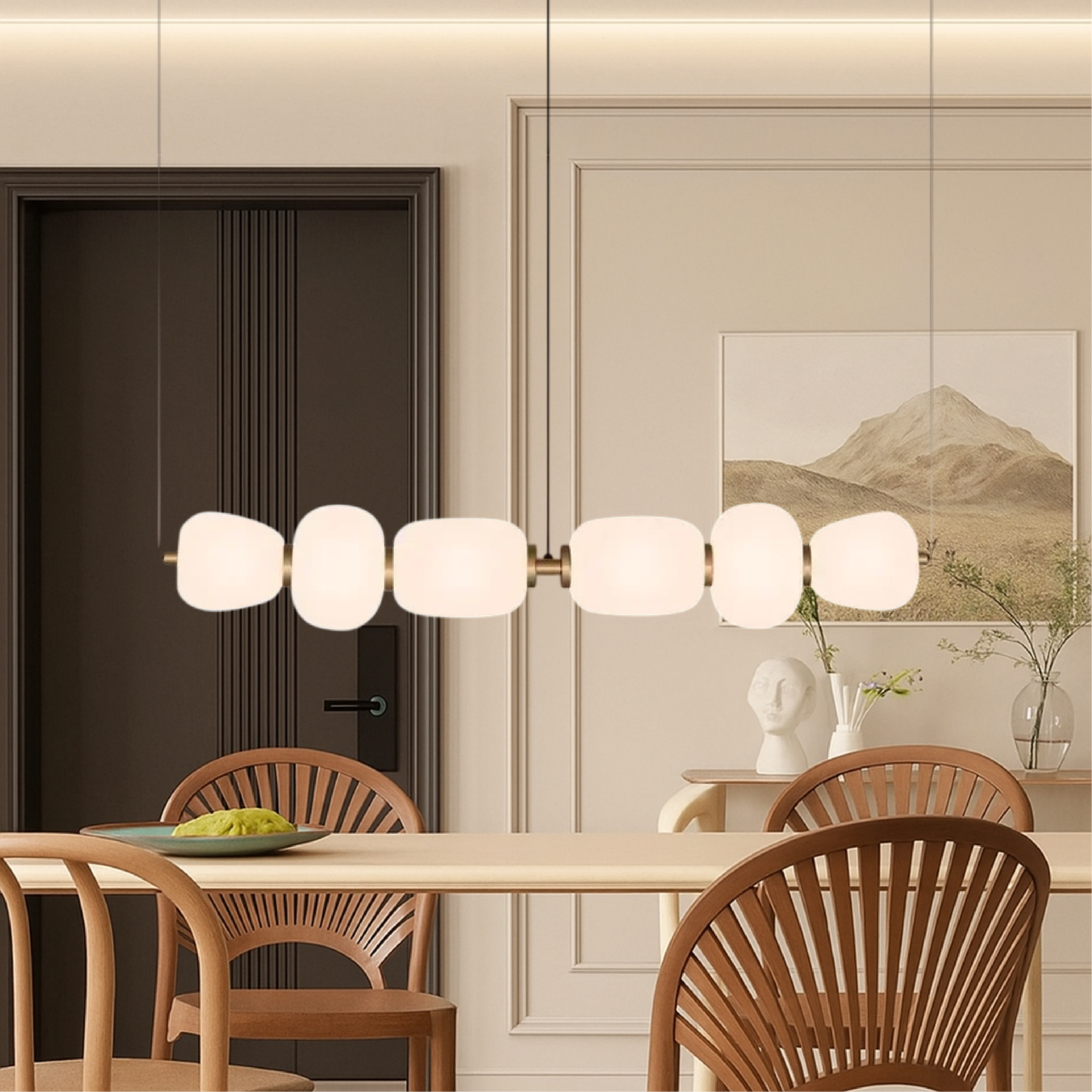 Minimalist White Glass Bar Pendant Light