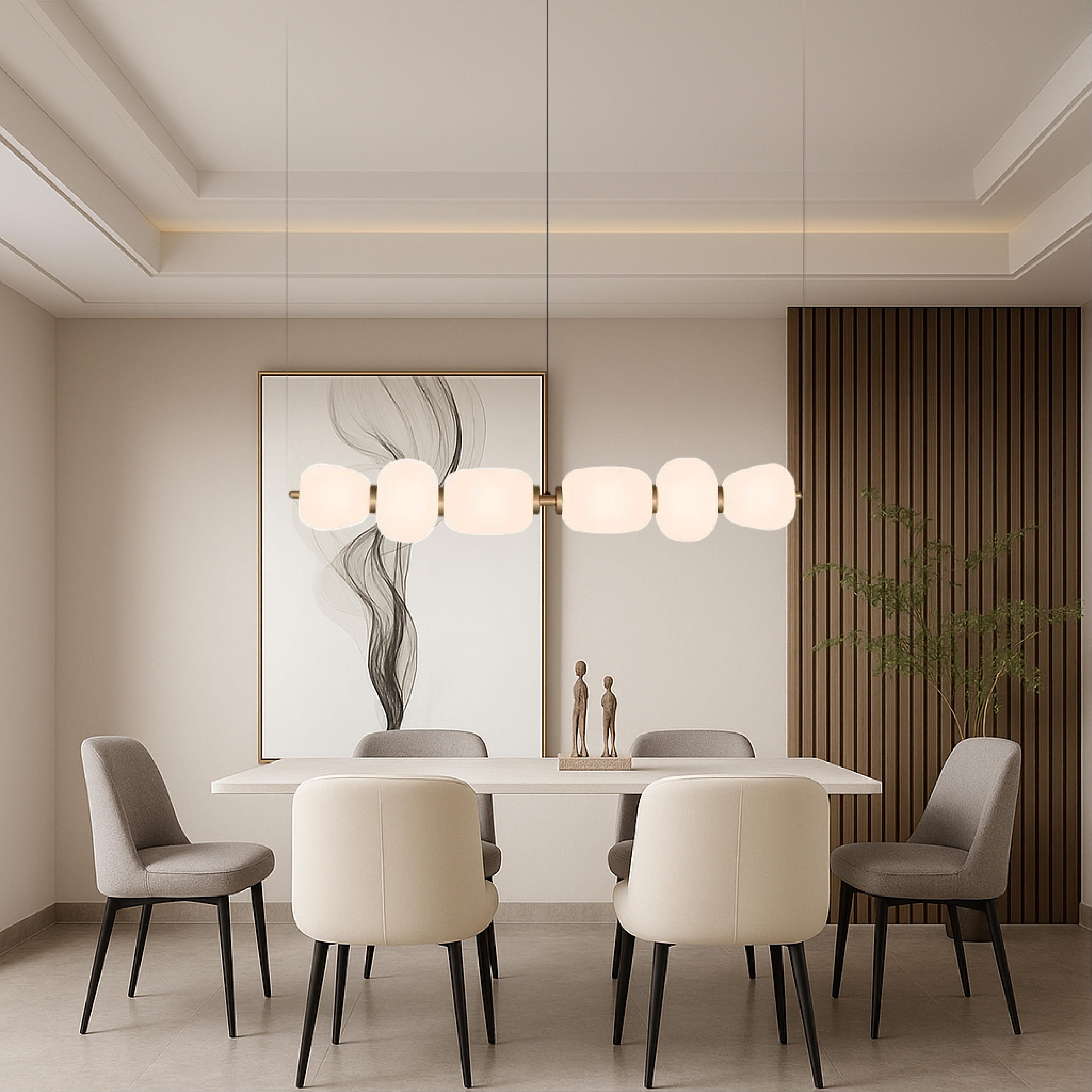 Minimalist White Glass Bar Pendant Light