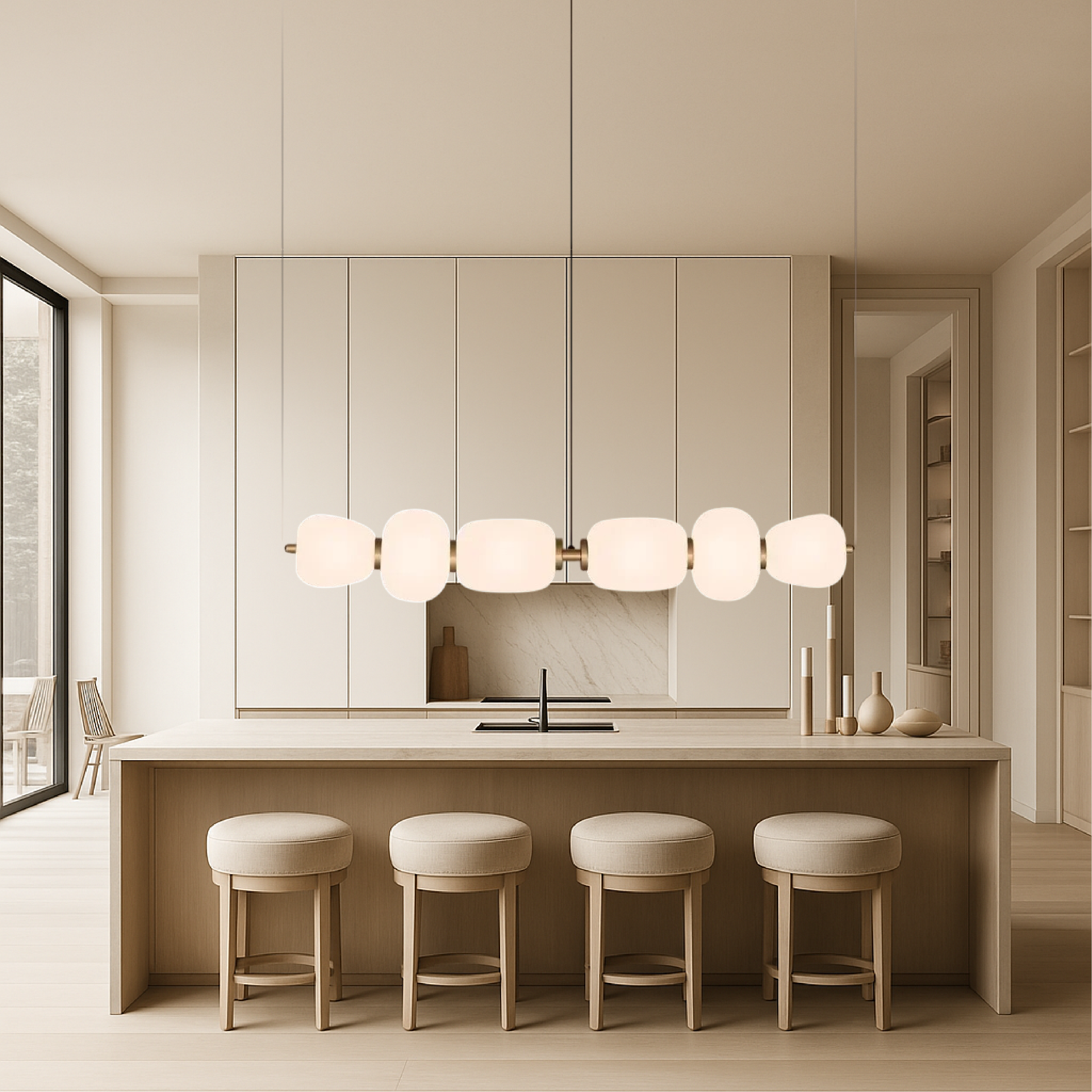 Minimalist White Glass Bar Pendant Light