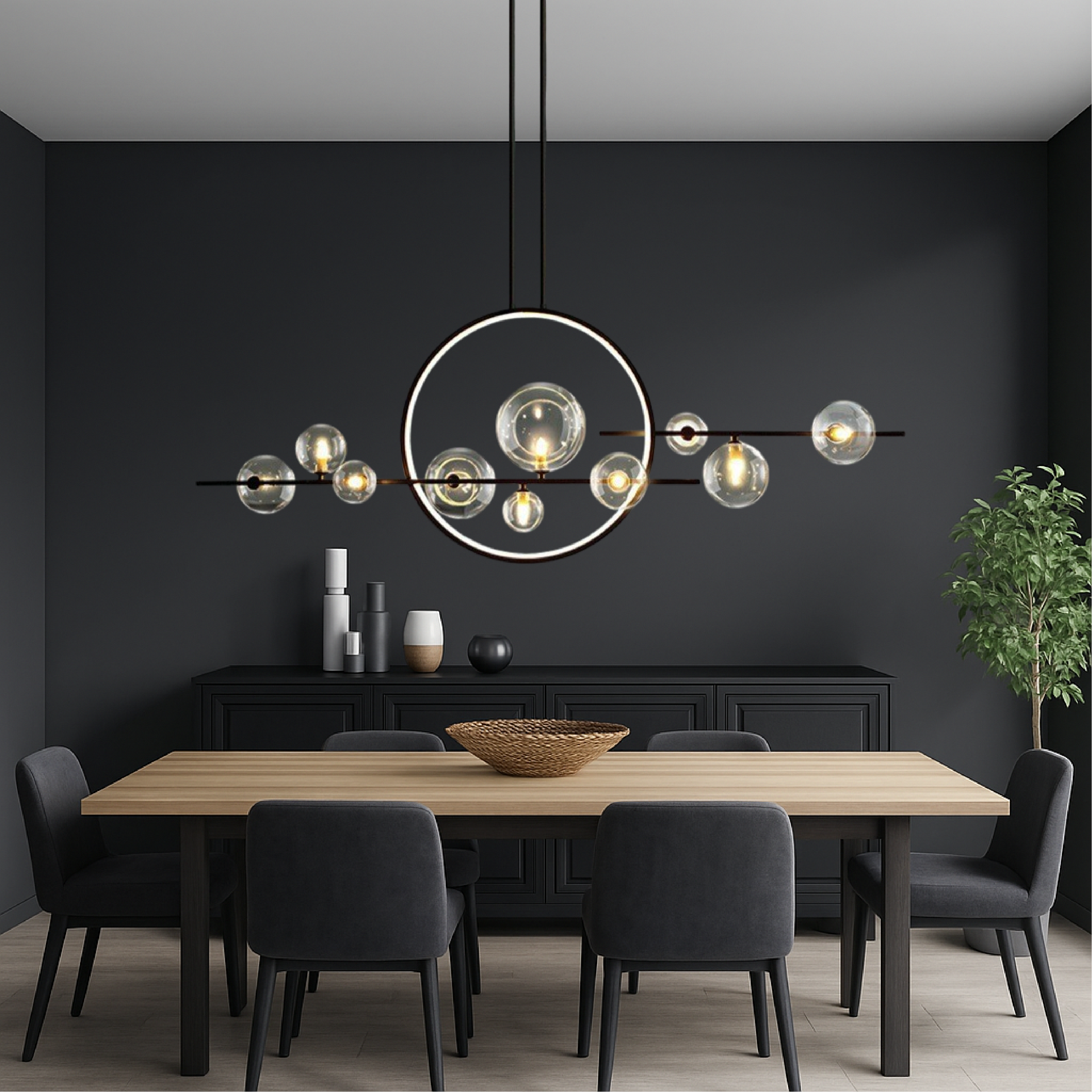 Glazen keuken tafel kroonluchter