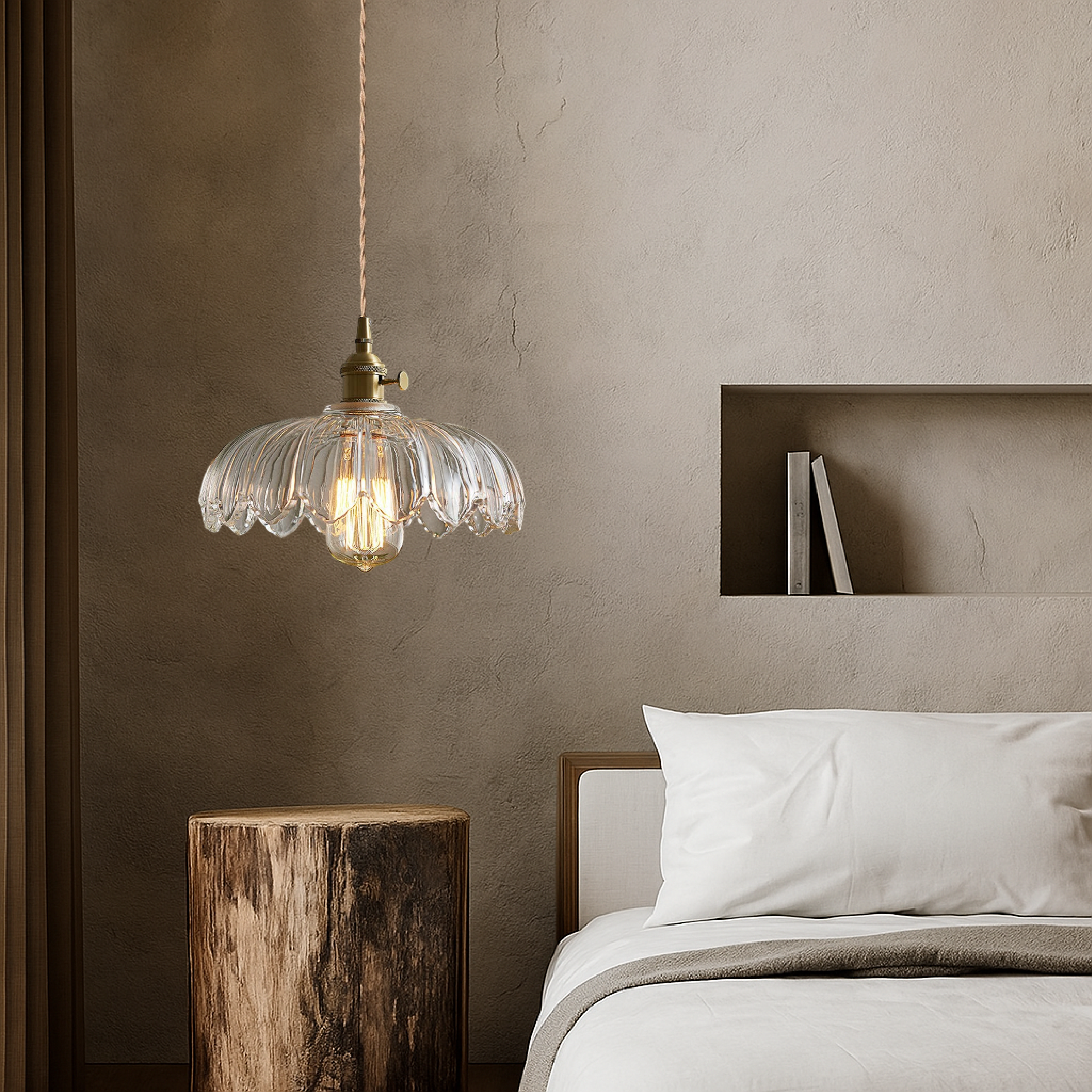 Retro Blossom-Shaped Glass Ceiling Pendant