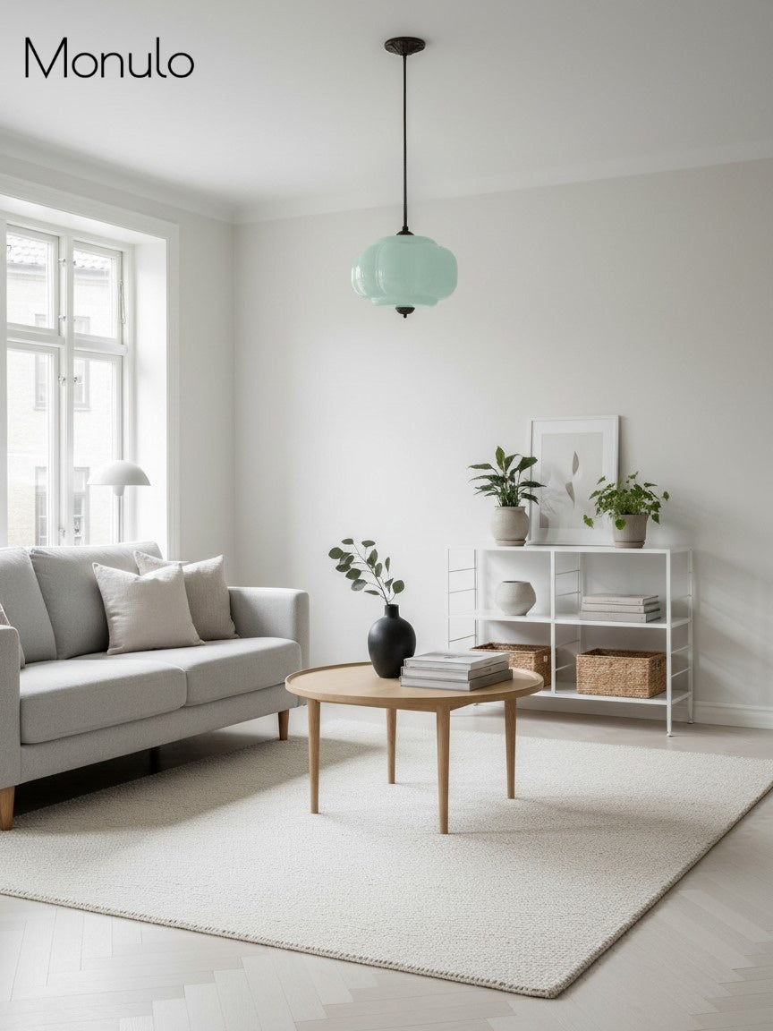 Vintage Milk Glass Semi-Flush Mount Pendant Light