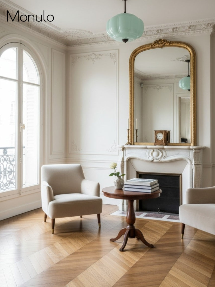 Vintage Milk Glass Semi-Flush Mount Pendant Light