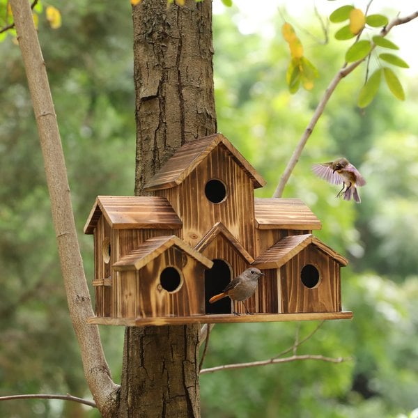 Houten Vogelhuisje Buiten Rustiek Hangend Vogel Nest Doos Tuin