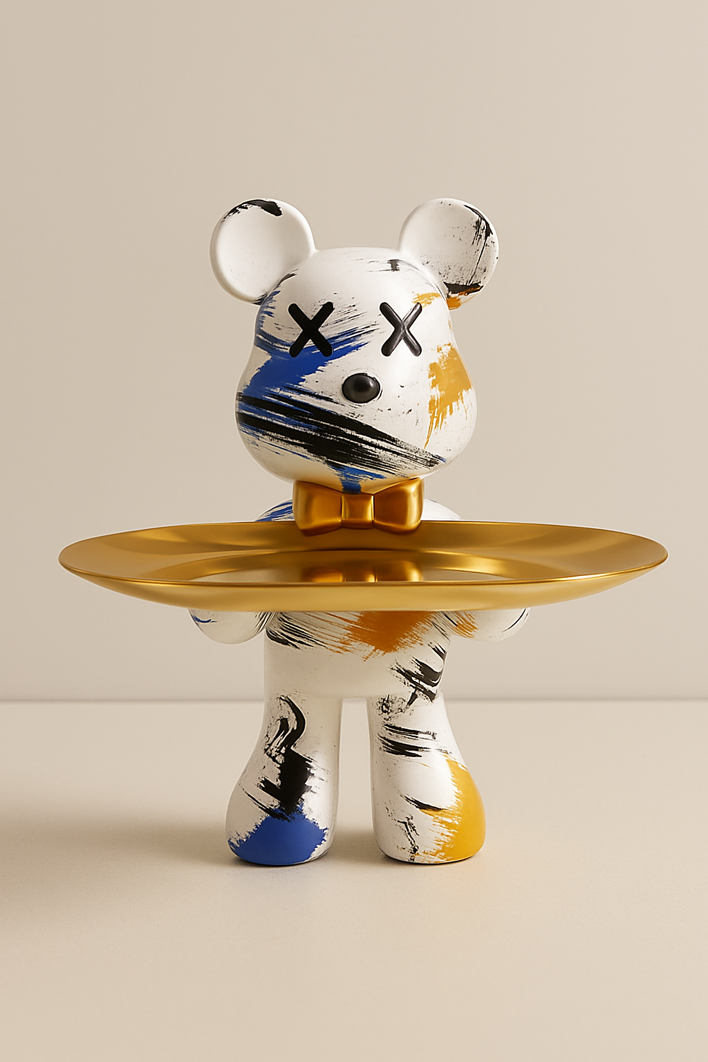 Graffiti Bear Ornament With Gold Tray Tabletop Figure