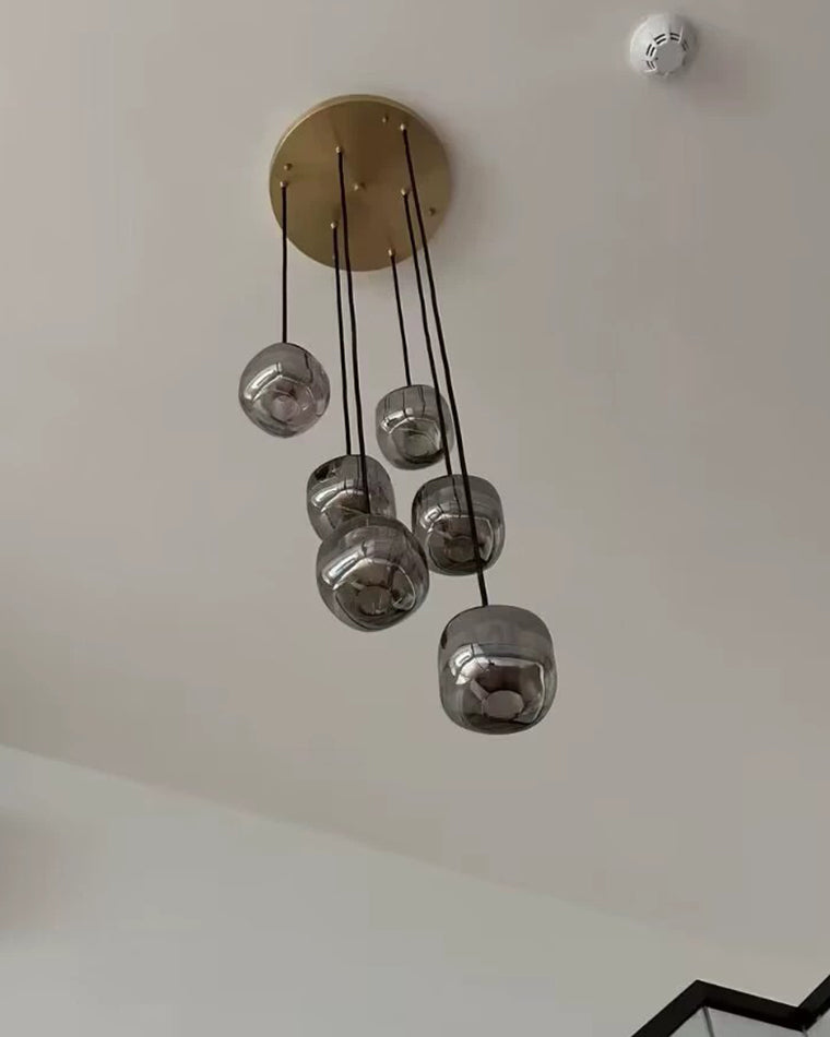 Modern Coloured Glass Multi Pendant Chandelier