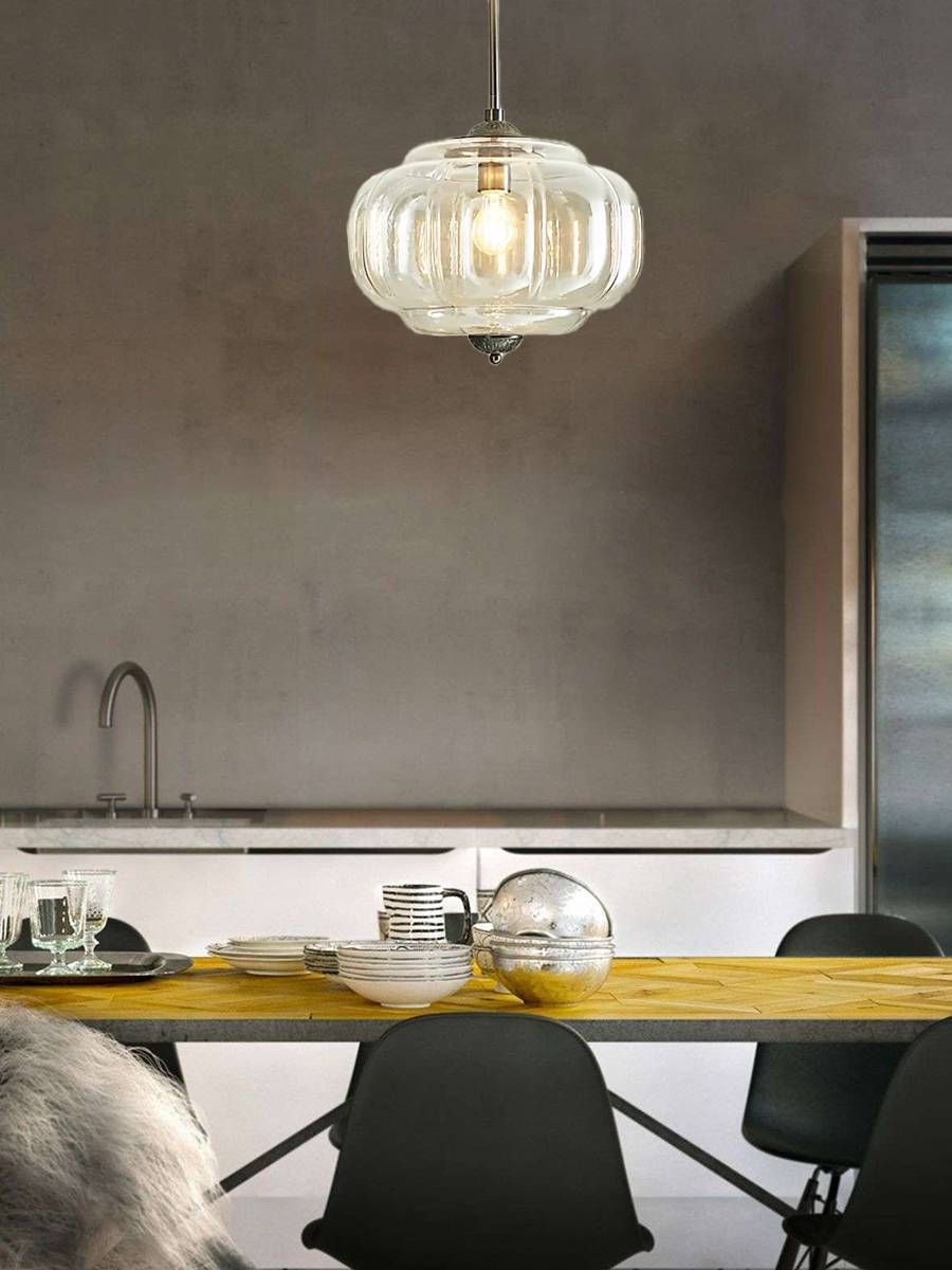 Vintage Milk Glass Semi-Flush Mount Pendant Light