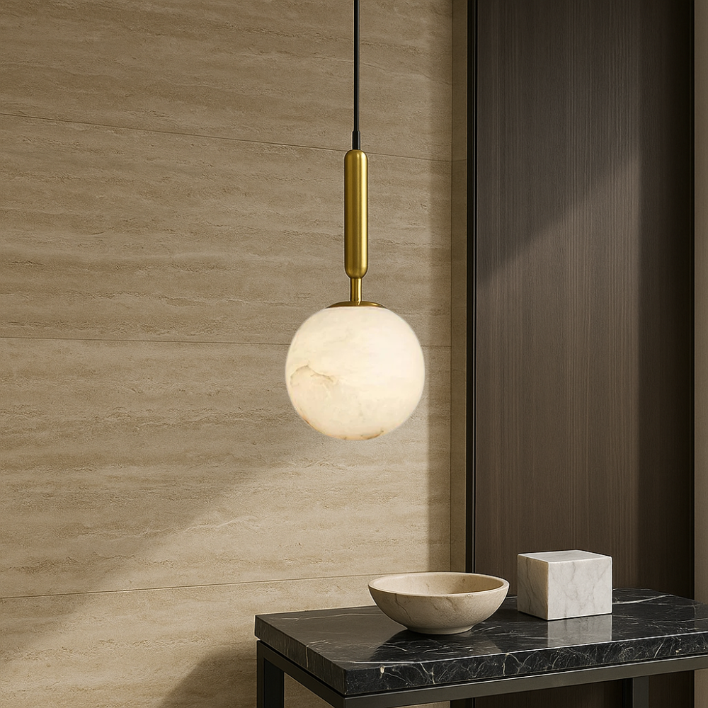 Modern Marble Globe Pendant Light