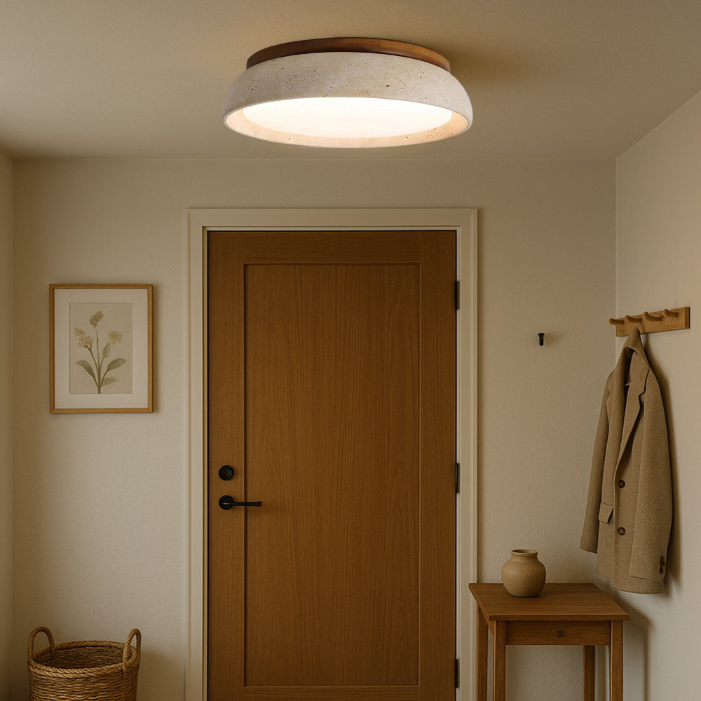 Minimalist Travertine Dome Ceiling Light