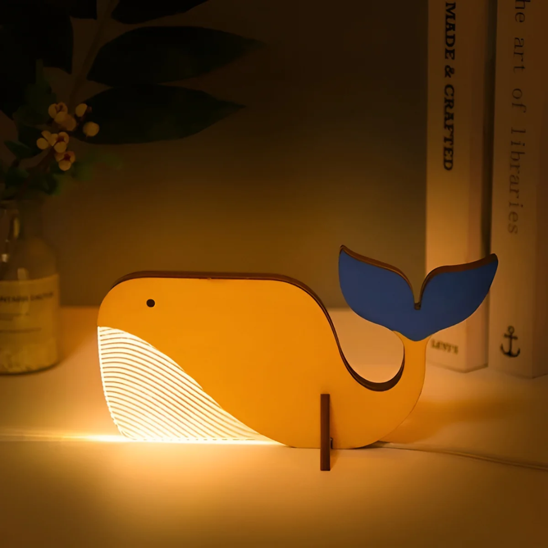 Nordic Wooden Animal LED Table Lamp Sculptural Design