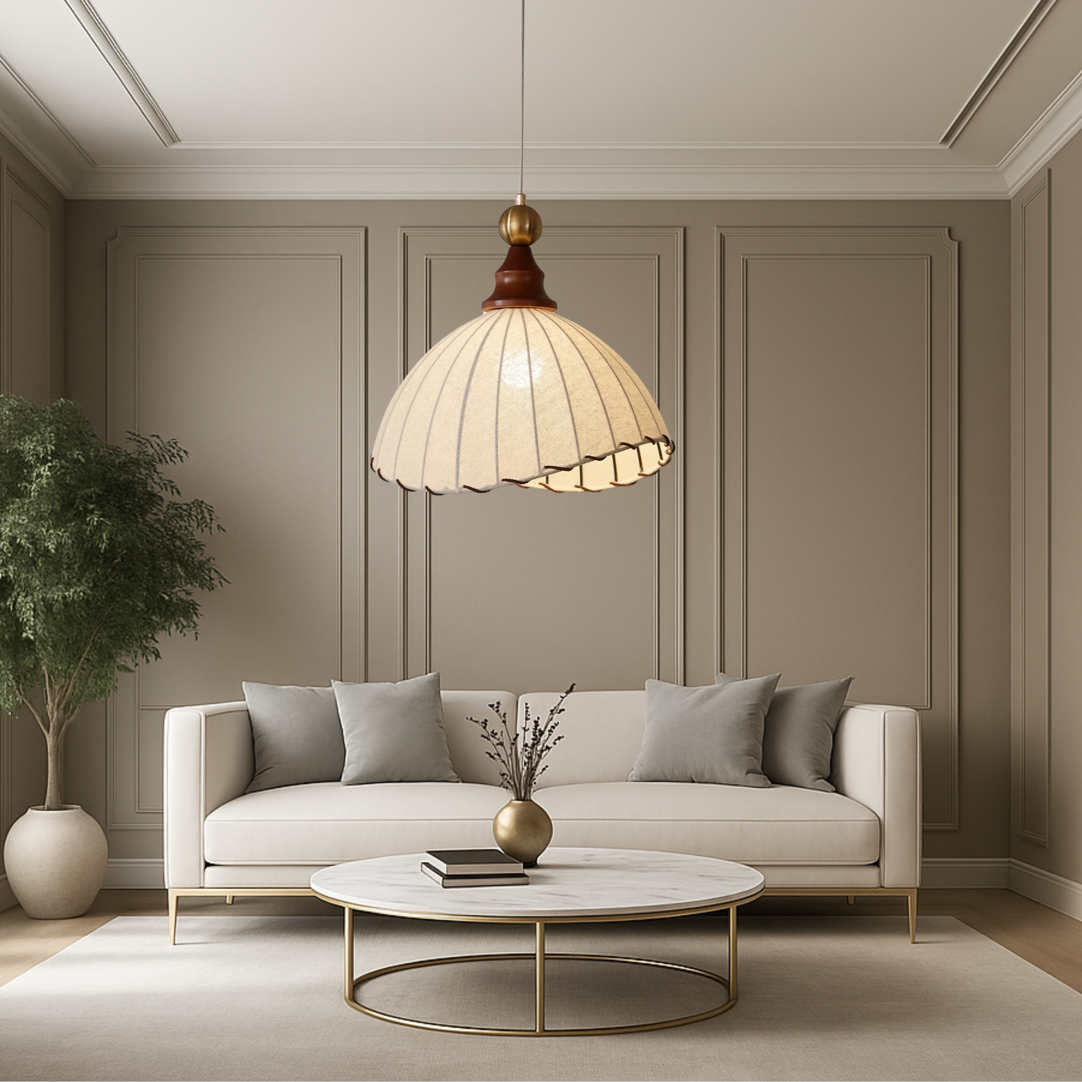 Vintage Pleated Fabric Pendant Lamp