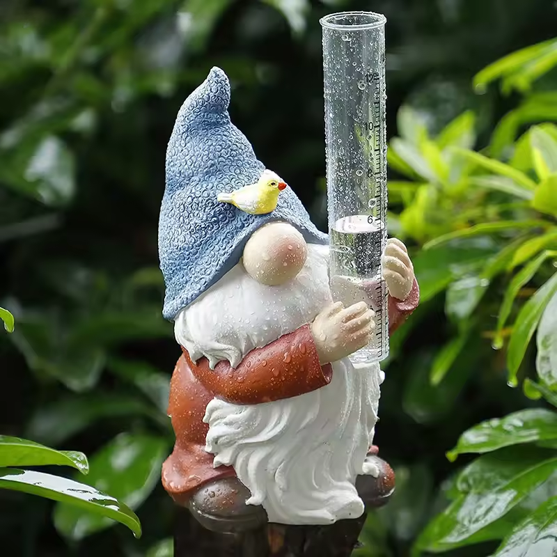 Tuin Gnoom Regenmeter Standbeeld met Meetbuis